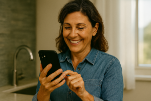 relieved plumbing customer getting text from TextBackPro.com - missed call text back service