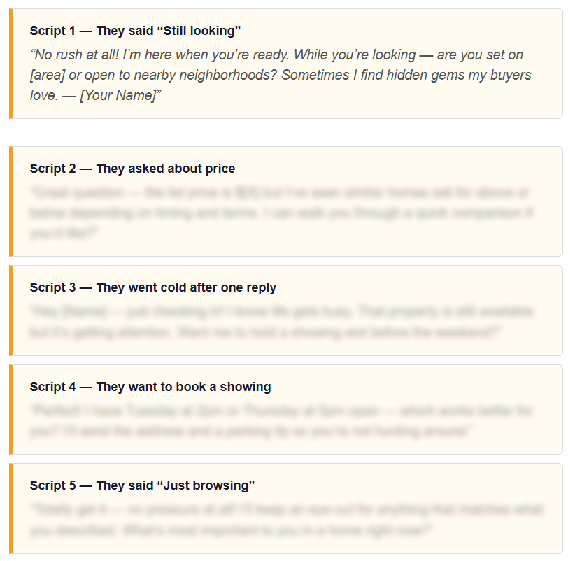 5 real estate agent textback pro text scripts
