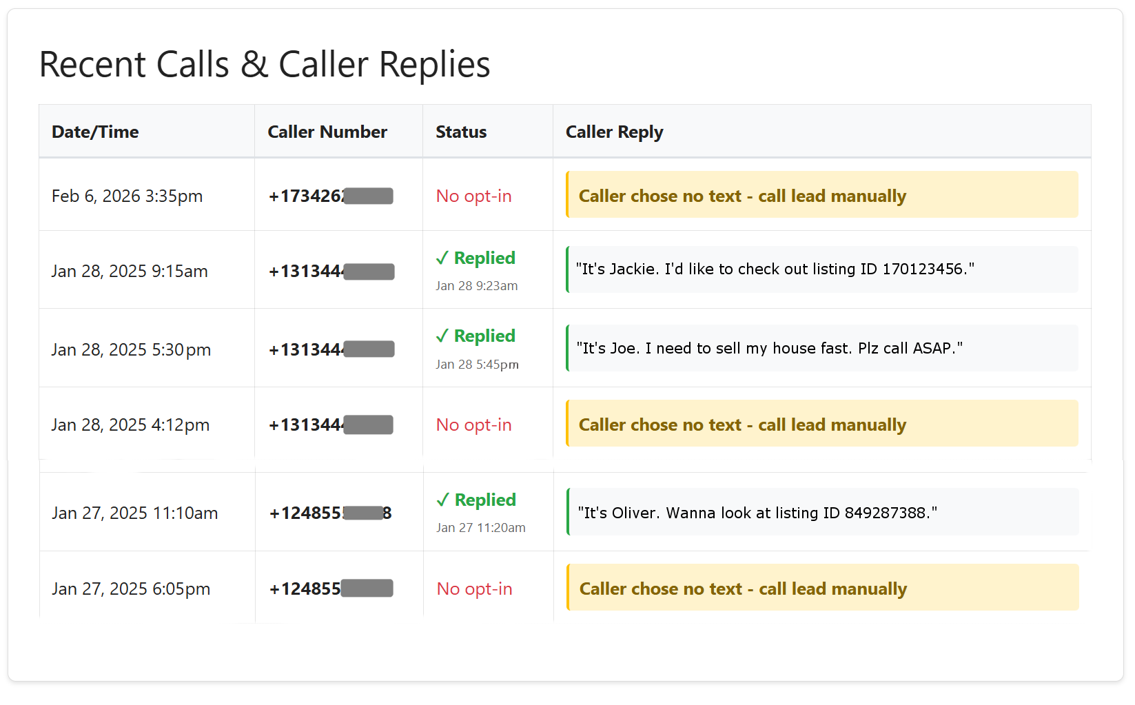 automated missed call text back service by TextBackPro.com